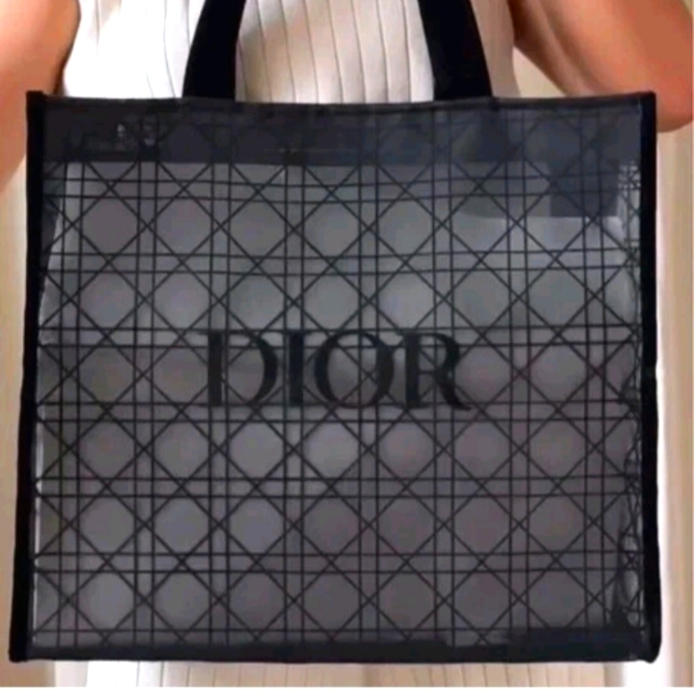 DIOR Black Velvet Mesh Cannage Pattern Tote Bag, GWP, New!